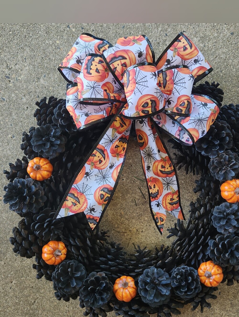 Spooky Pumpkin & Pinecone Halloween Wreath